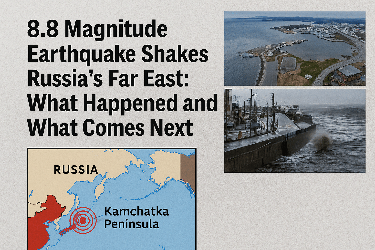 Russia Earthquake 2025 map showing 8.8 magnitude quake and tsunami alerts across Pacific region