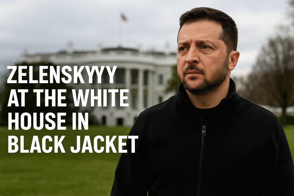 Zelenskyy at the White House in black jacket highlighting flexible tech workforce
