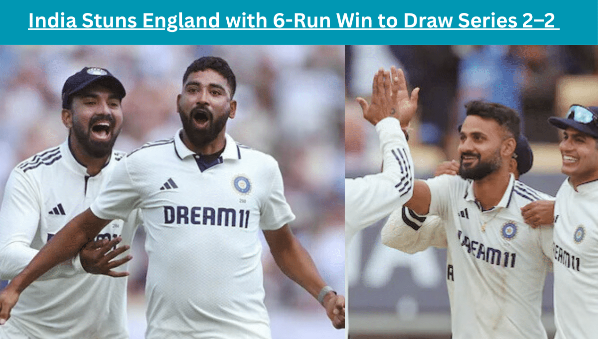 Indian team celebrates final wicket as Mohammed Siraj seals historic Test win vs England at The Oval 2025