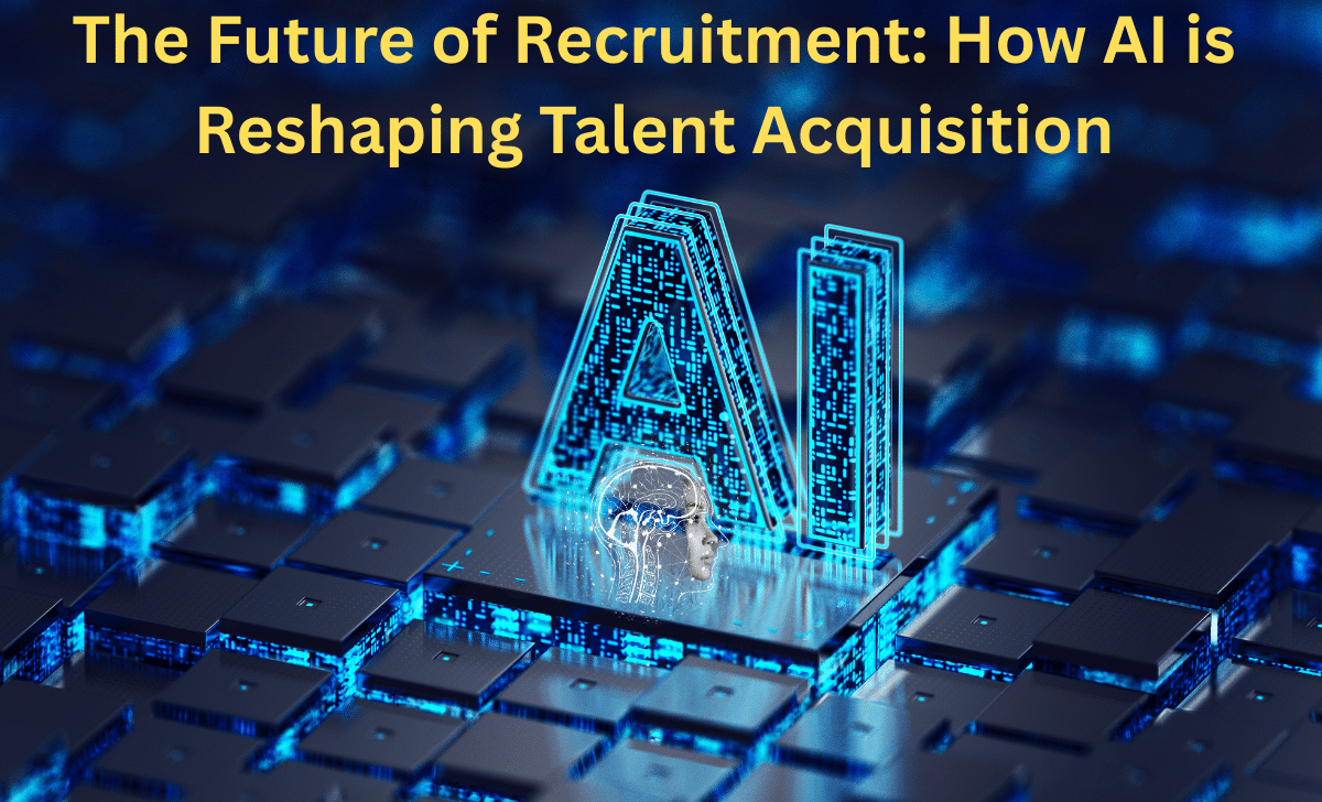 Digital illustration showing AI technology with a human profile, symbolizing the transformation of recruitment through artificial intelligence.