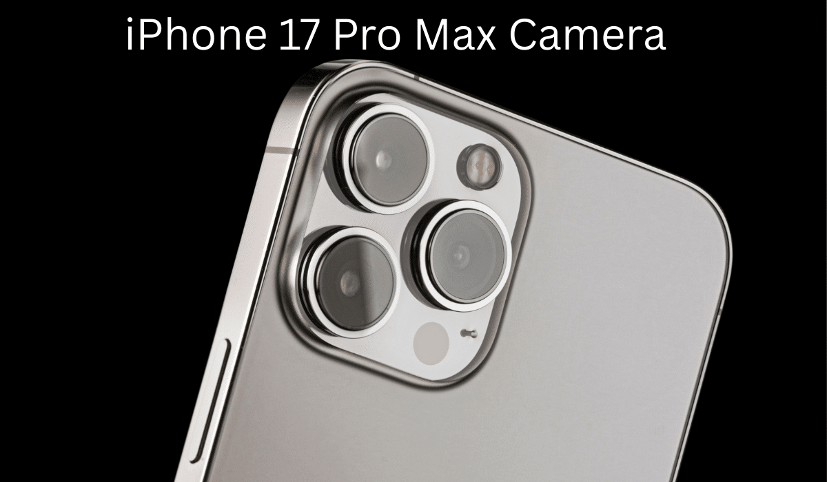 iPhone 17 Pro Max triple camera system with ultra-wide telephoto and main lenses on silver titanium back