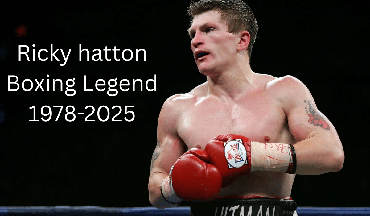 Ricky Hatton British boxing legend in ring wearing red gloves during professional fight