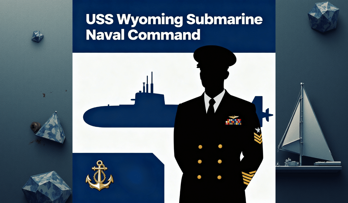 Commander Robert Moreno USS Wyoming submarine relief news with naval officer silhouette and submarine graphic