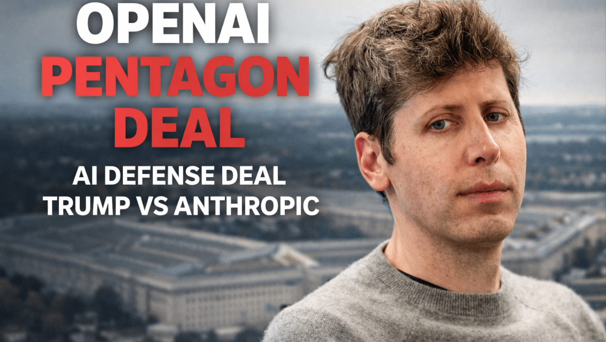 Sam Altman speaking at an OpenAI event, featured in a news image highlighting the OpenAI Pentagon deal and US AI defense strategy.