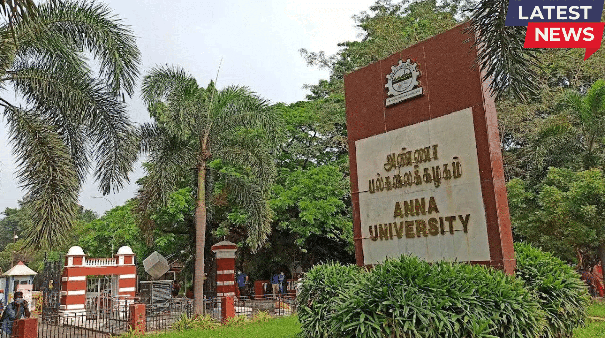 Entrance sign of Anna University campus in Chennai.