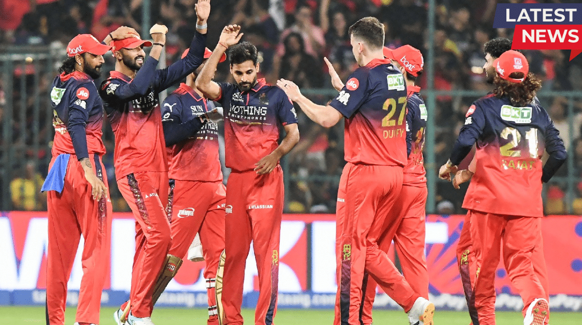 Royal Challengers Bengaluru players celebrating a wicket against Chennai Super Kings in IPL 2026 match